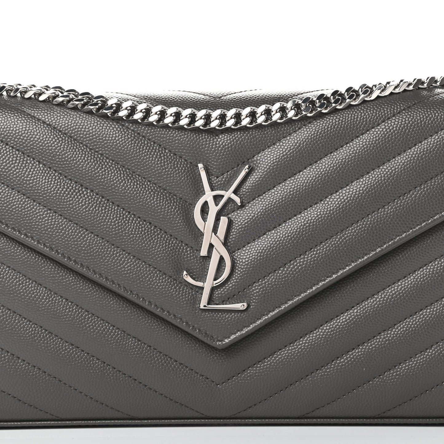 Grain De Poudre Matelasse Chevron Monogram Chain Wallet Grey
