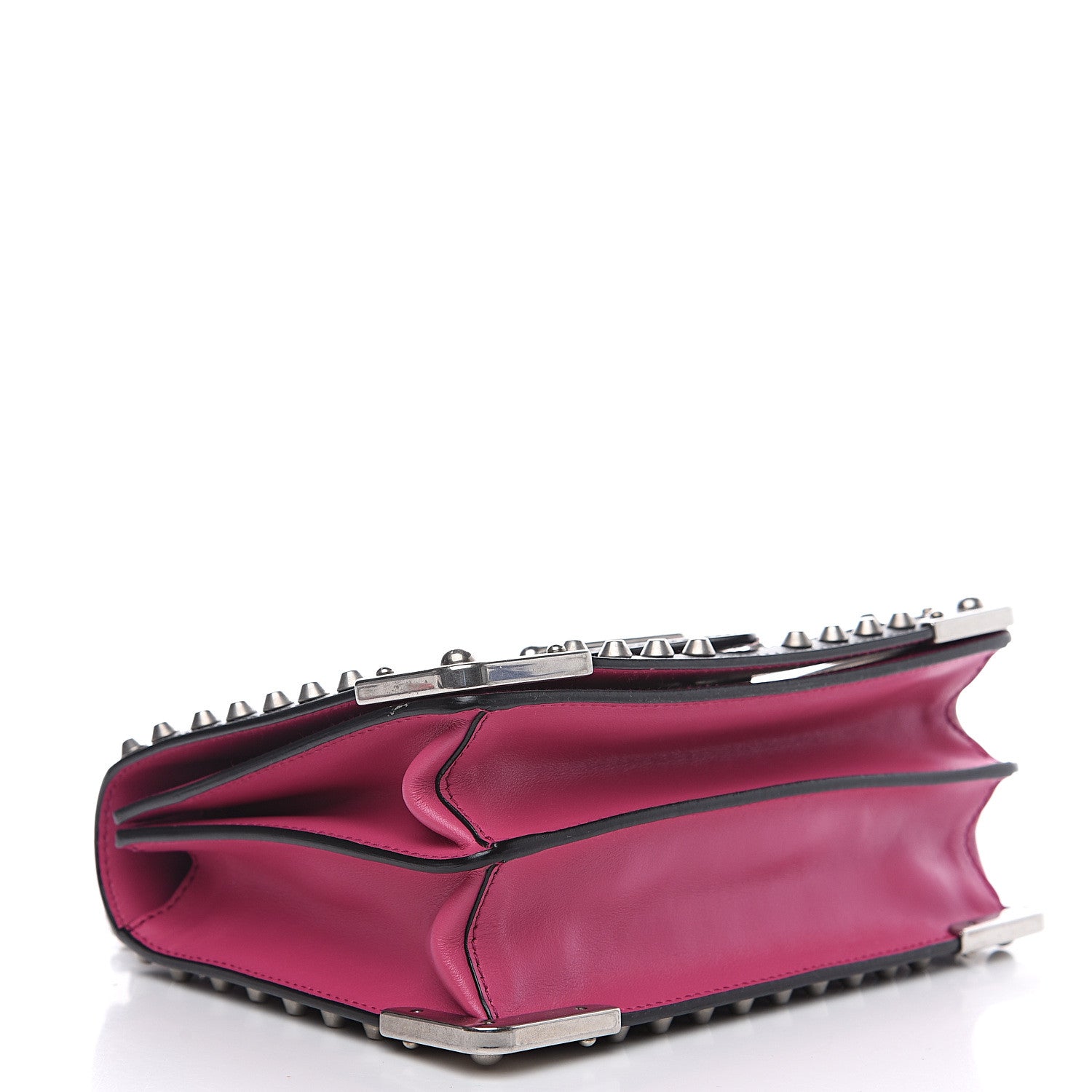 Prada City Calf Saffiano Studded Cahier Bag Fuxia Black 3 of 10