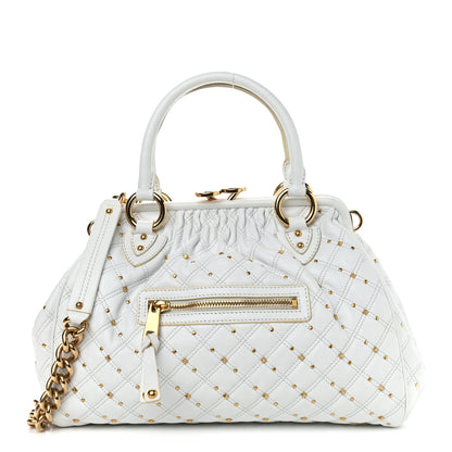 Marc Jacobs Calfskin Quilted Studded Stam White 1 of 11