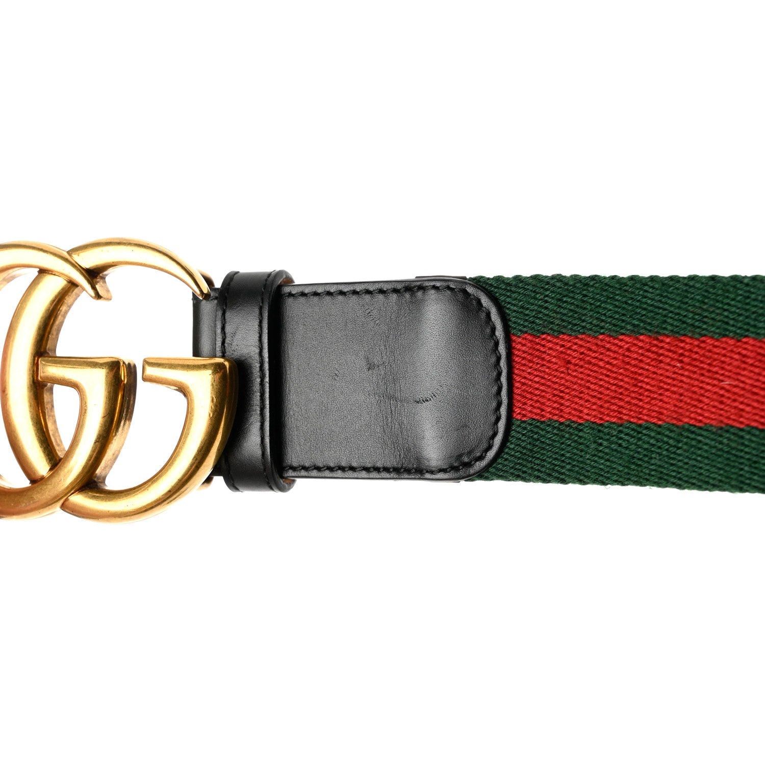 Gucci Nylon Calfskin Double G Web 40mm Belt 85 34 Green Red Black 6 of 7