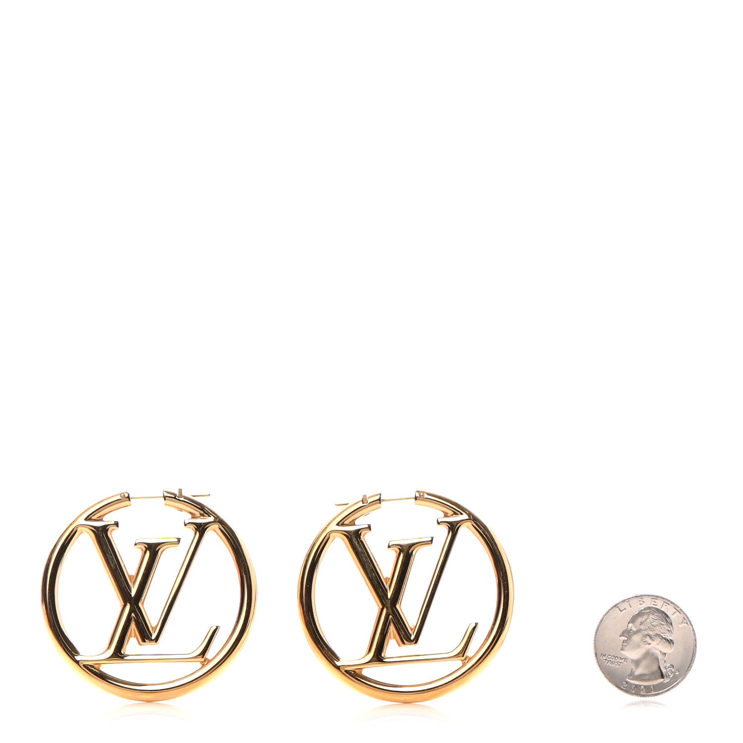Louis Vuitton Metal Louise Hoop Earrings Gold 2 of 5