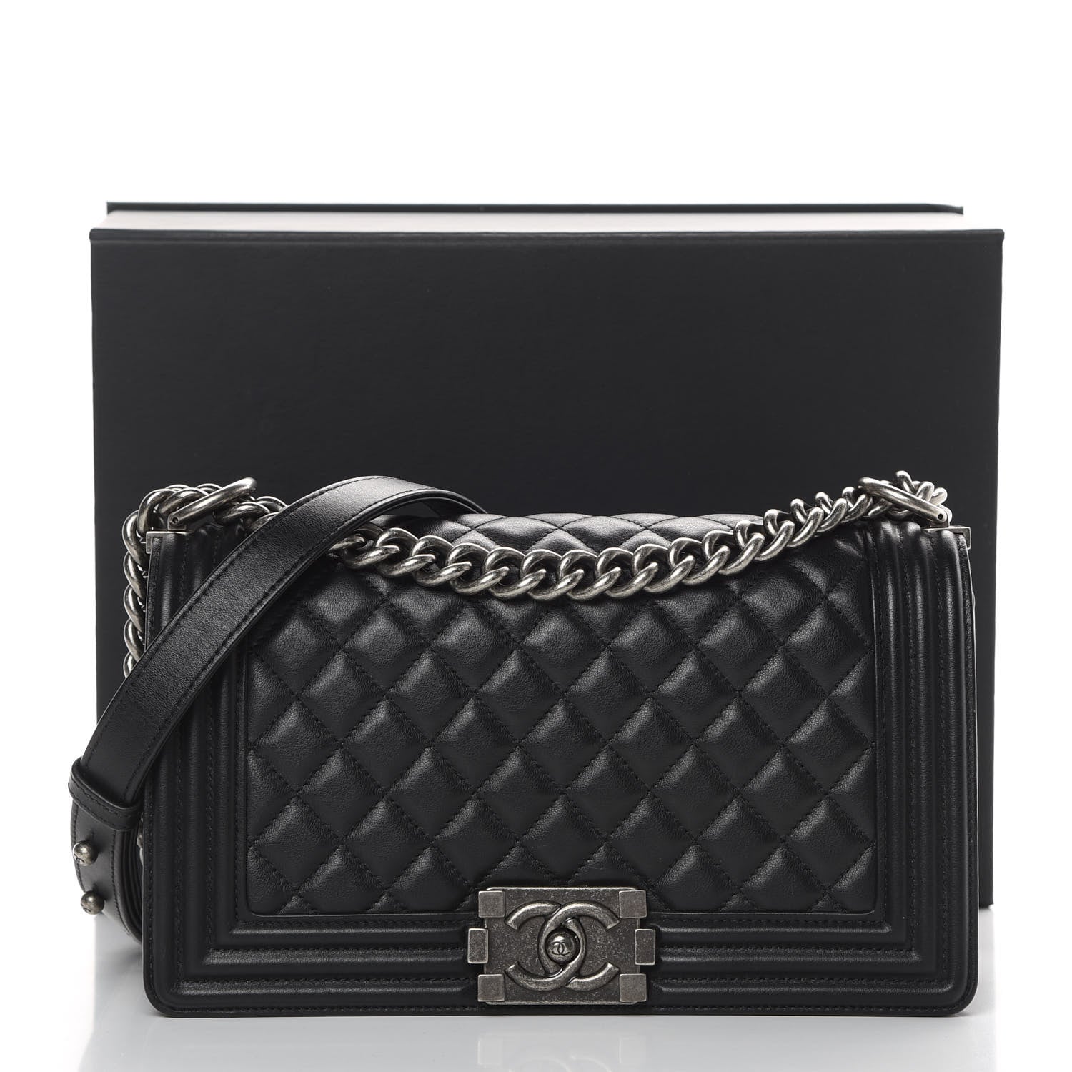Chanel Calfskin Quilted Medium Boy Flap Black 14 of 14