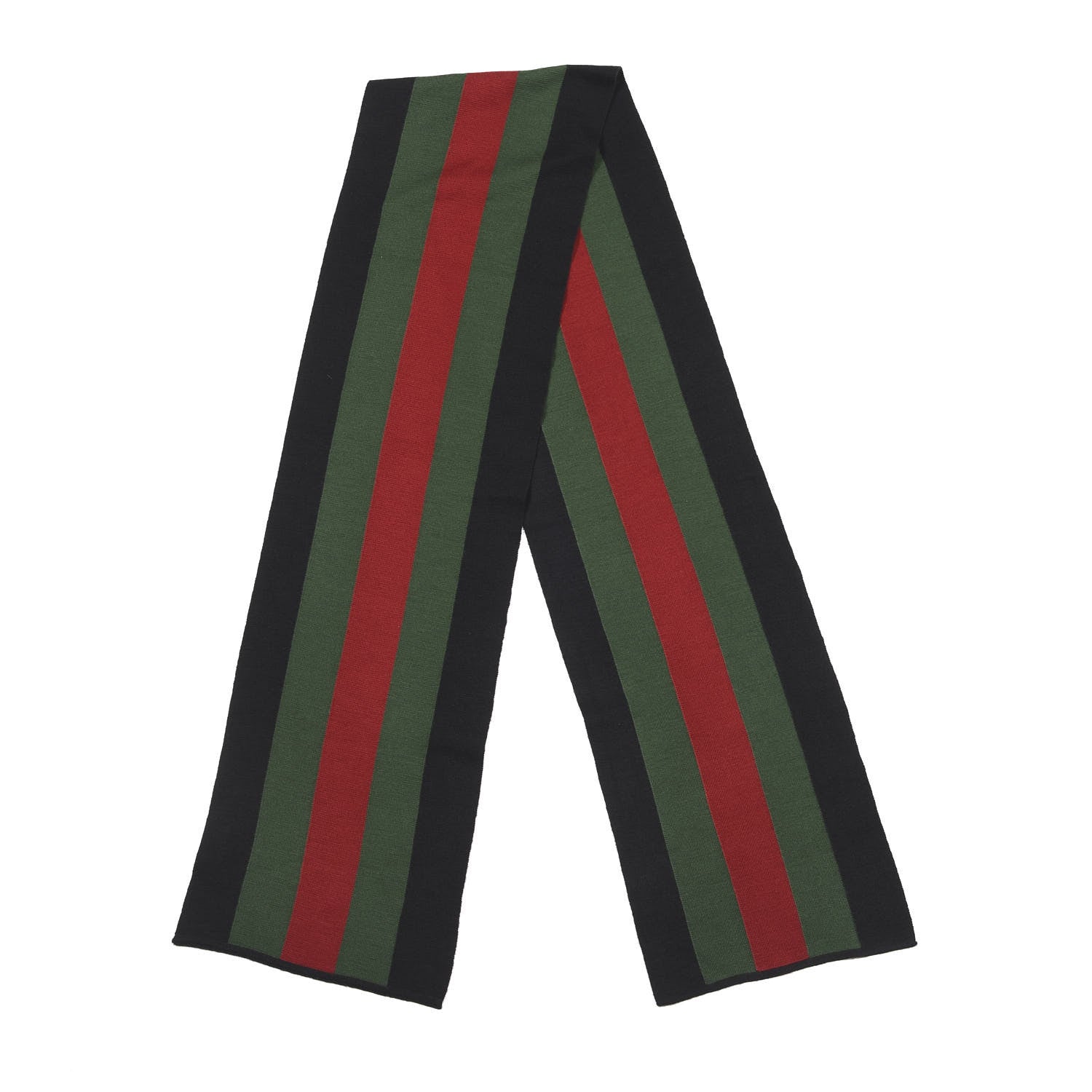 Gucci Silk Wool Web Scarf Black Red Green 2 of 3
