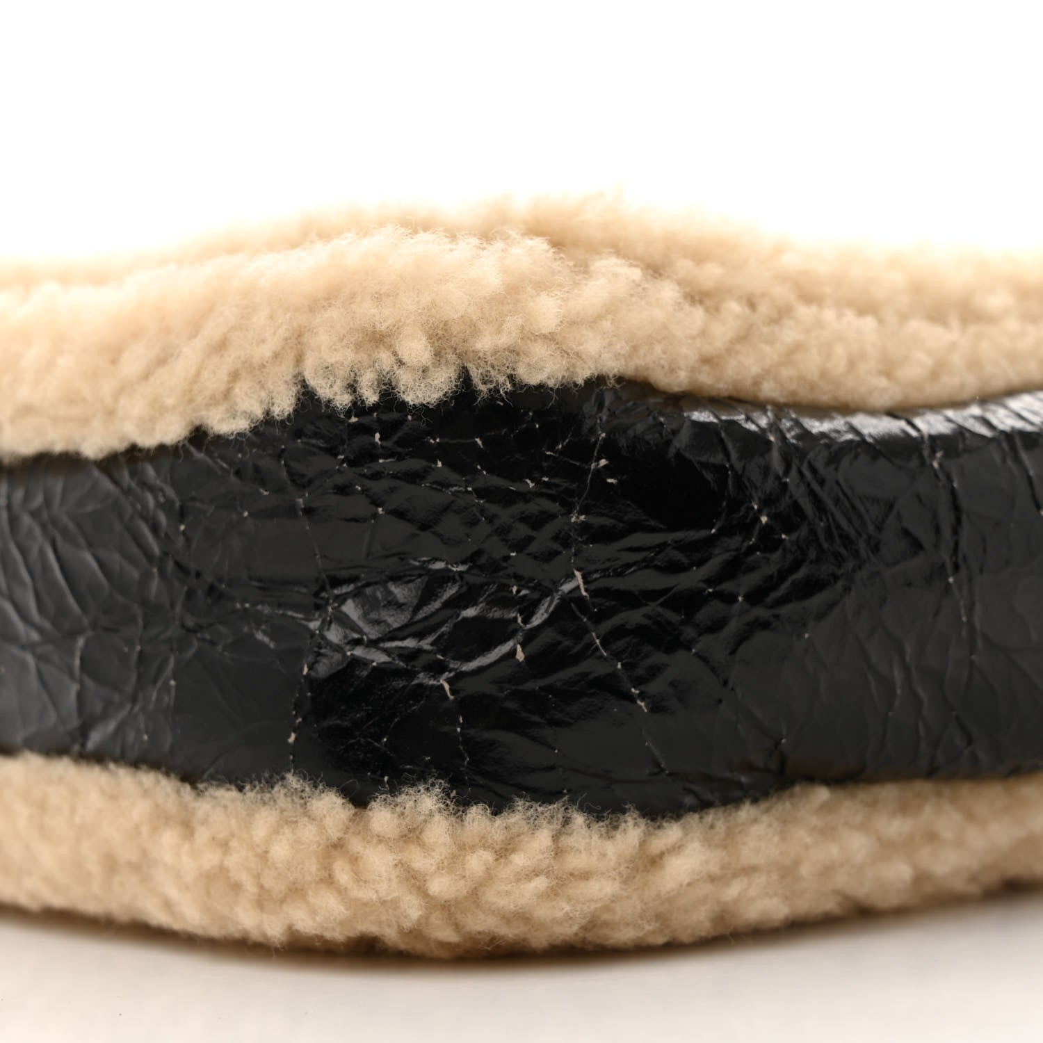 Chanel Shiny Crumpled Sheepskin Shearling CC Mania Flap Bag Black