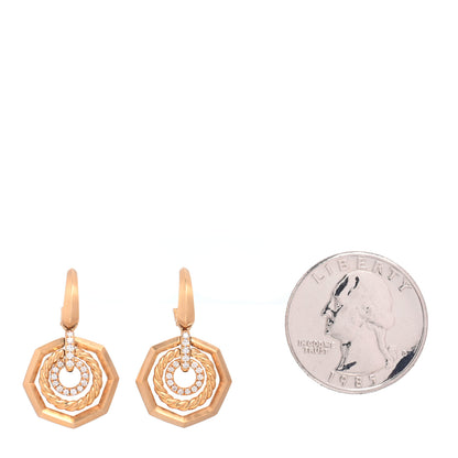 David Yurman 18K Yellow Gold Diamond 16mm Stax Drop Earrings 2 of 4
