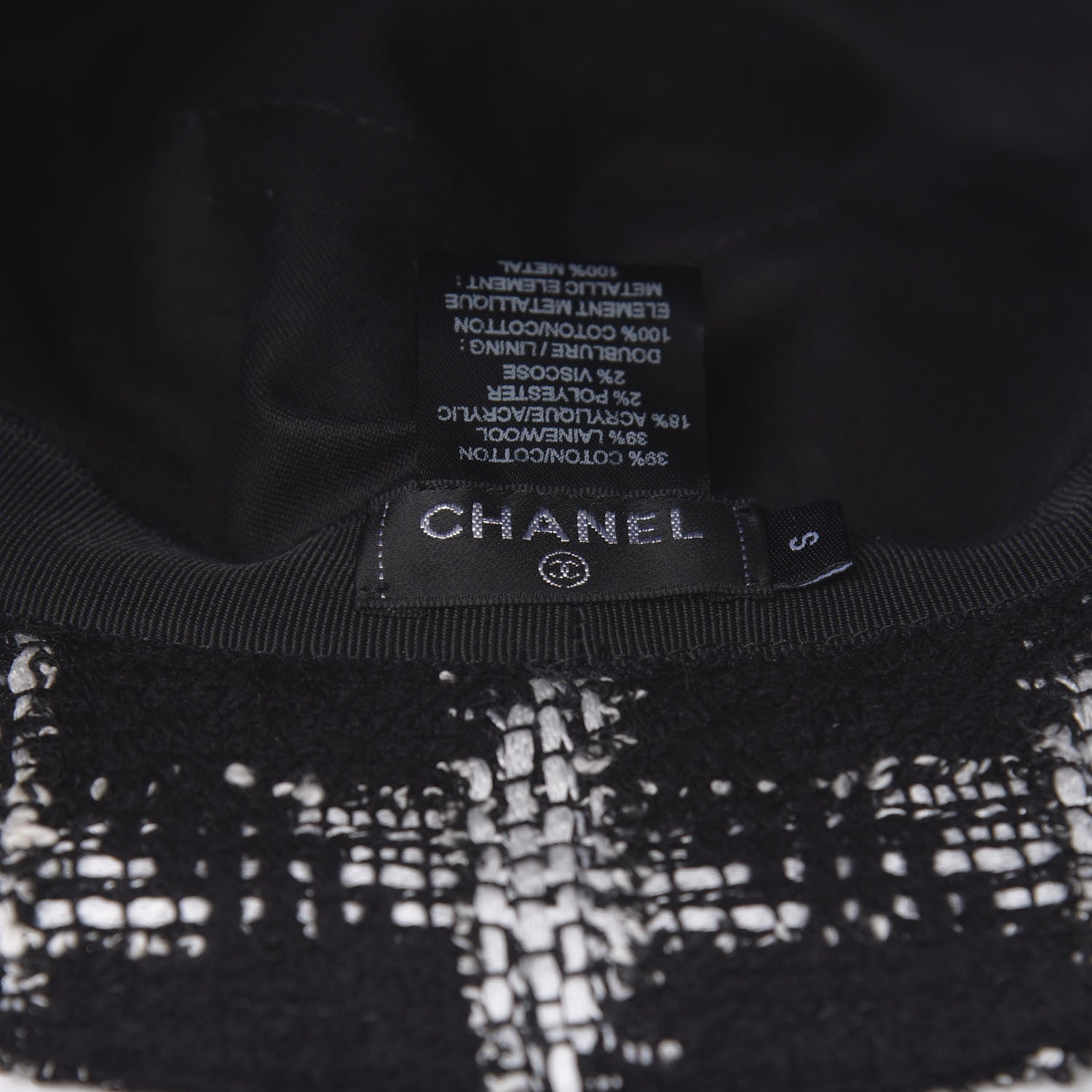 Chanel Tweed Bucket Hat S Black White 6 of 6