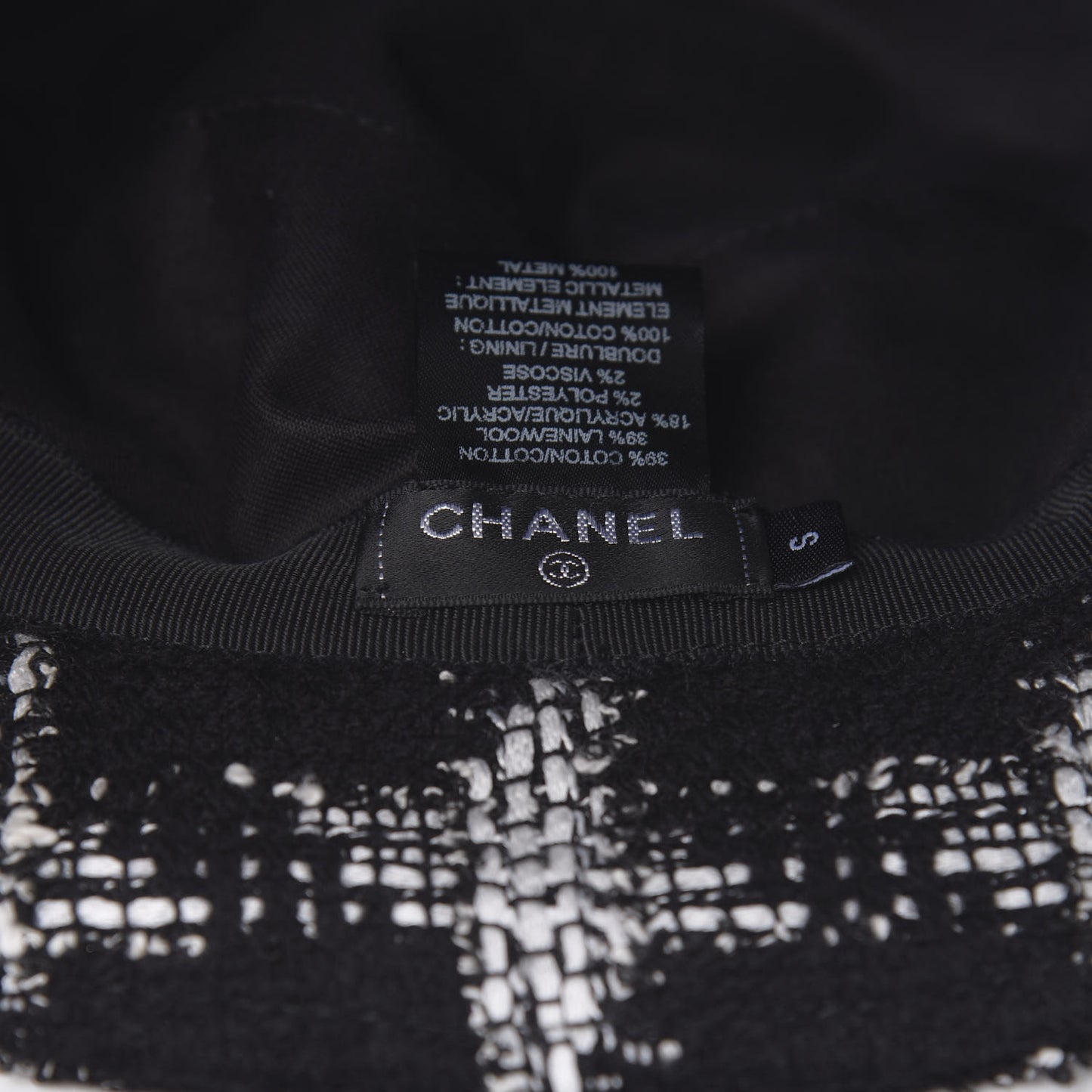 Tweed Bucket Hat S Black White