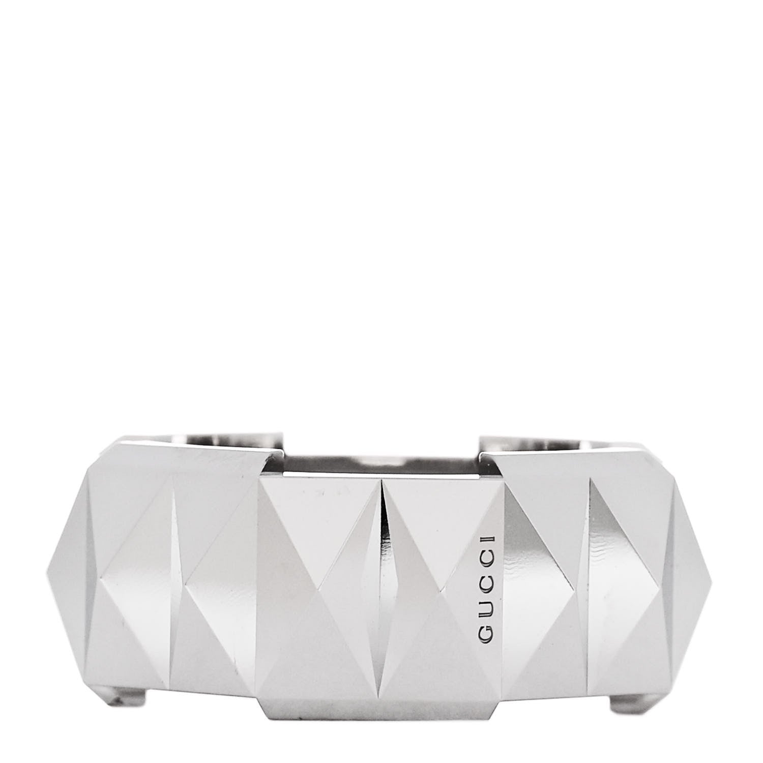 Gucci 18K White Gold 9mm Link To Love Stud Ring 53 6.25 1 of 6
