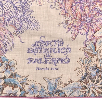 Hermes Cashmere Silk All Orto Botanico Di Palermo 140 Rose Naturel Bleu 2 of 4