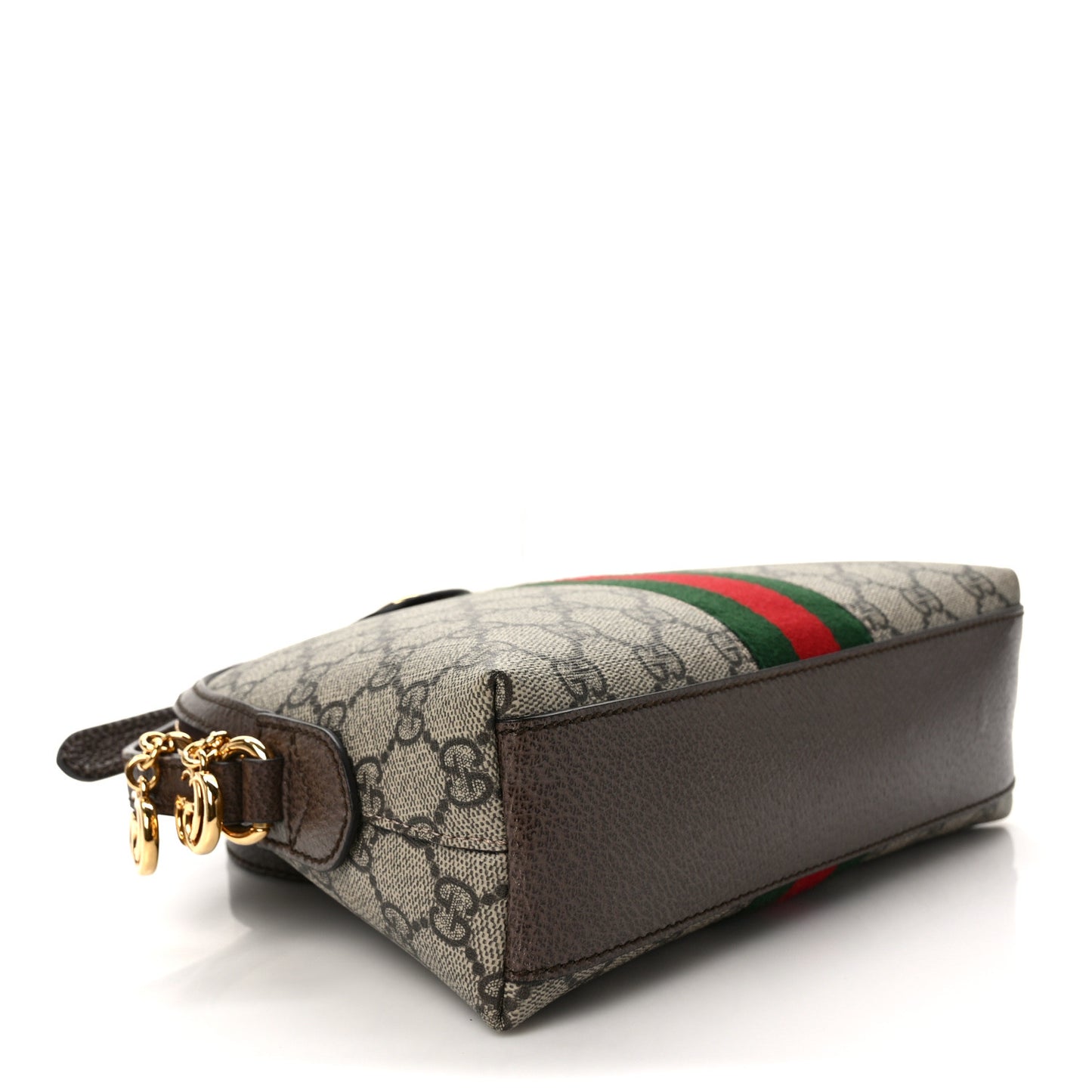 GG Supreme Monogram Textured Dollar Calfskin Web Small Ophidia Dome Shoulder Bag Beige Ebony New Acero