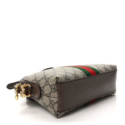 Gucci GG Supreme Monogram Textured Dollar Calfskin Web Small Ophidia Dome Shoulder Bag Beige Ebony New Acero 4 of 9