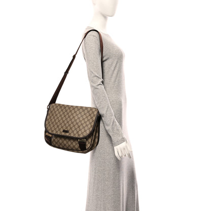 Gucci GG Plus Monogram Medium Double Buckle Flap Messenger Bag Beige Dark Brown 2 of 10