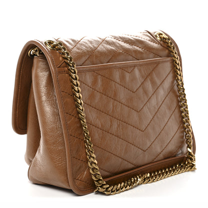 Saint Laurent Crinkled Calfskin Matelasse Monogram Medium Niki Chain Satchel Caramel 3 of 10