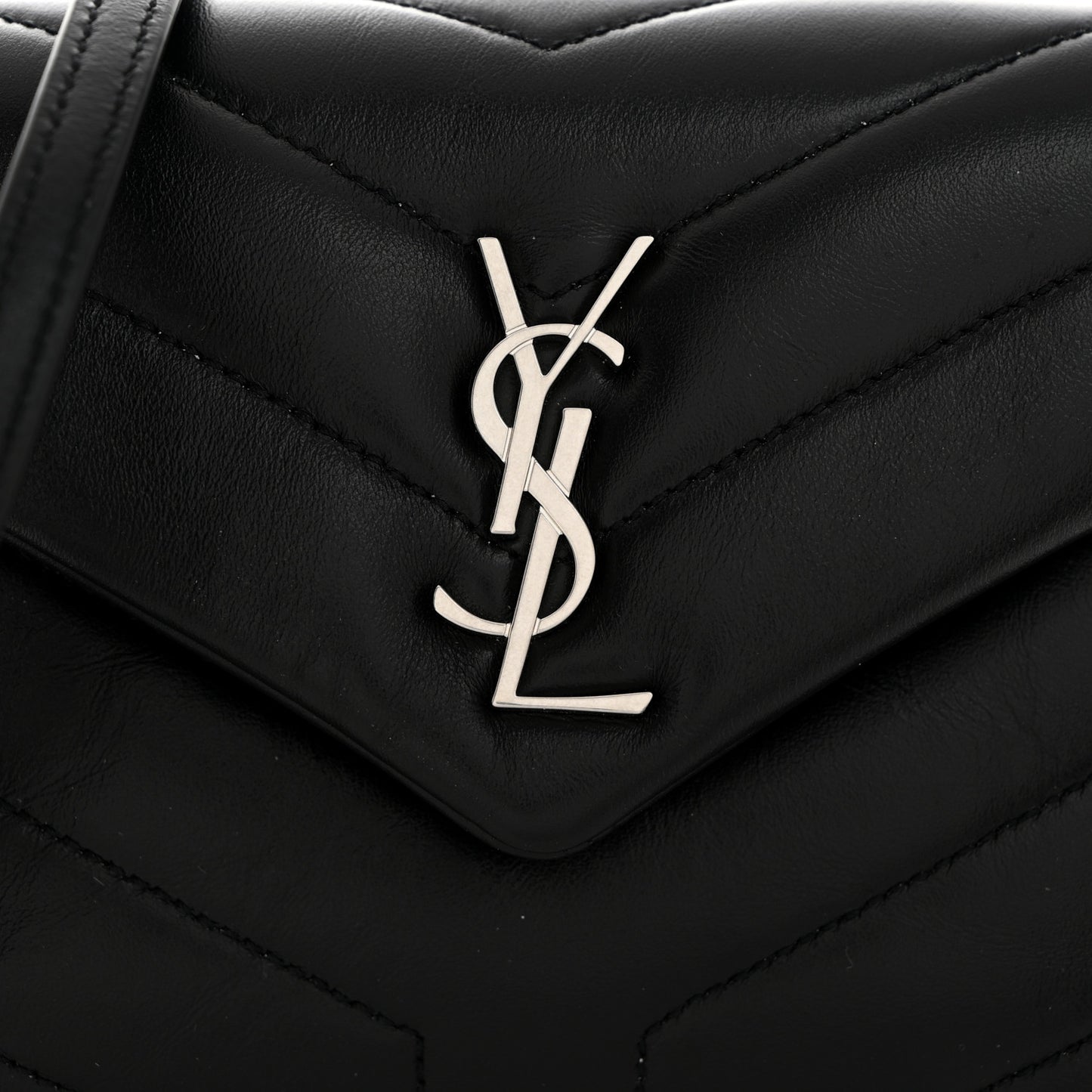 Calfskin Y Quilted Monogram Toy Loulou Crossbody Bag Black