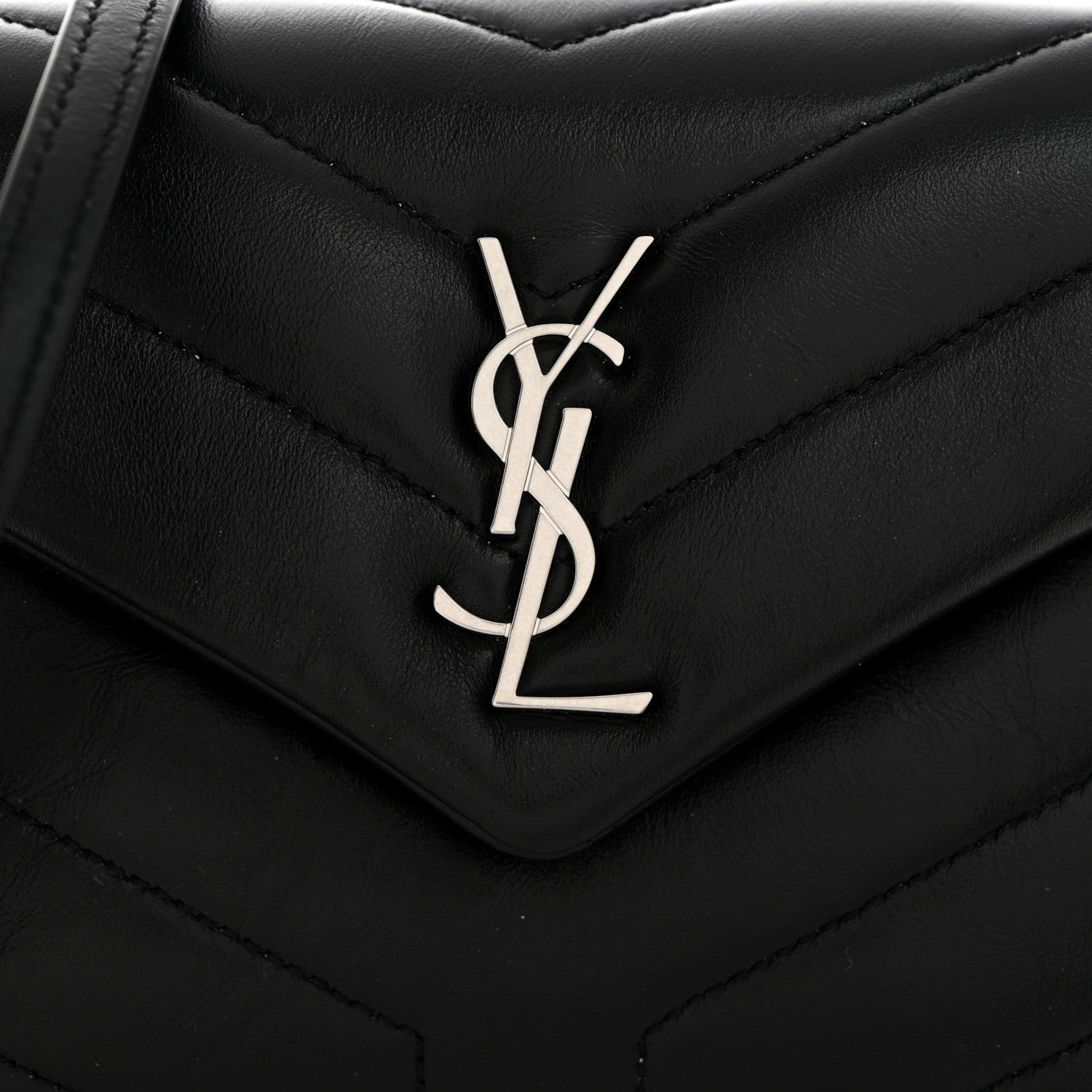 Saint Laurent Calfskin Y Quilted Monogram Toy Loulou Crossbody Bag Black 9 of 11