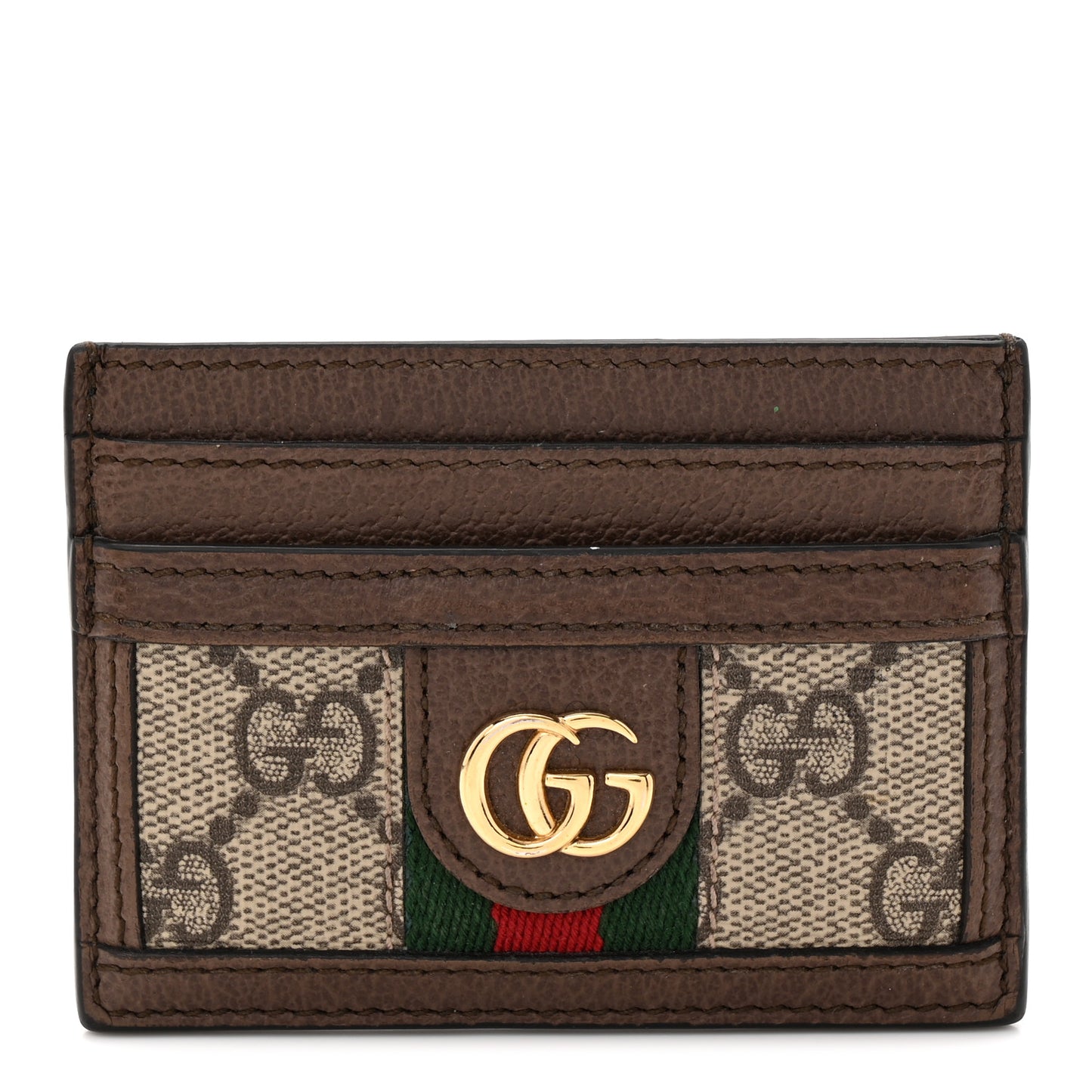 GG Supreme Monogram Ophidia Card Holder Brown