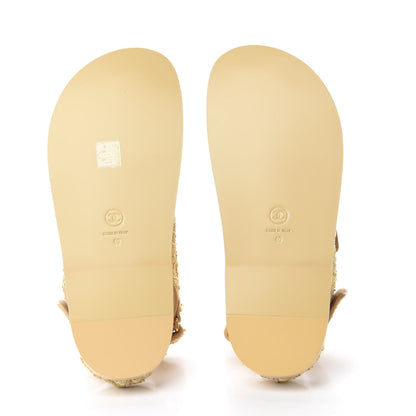 Chanel Braided Fabric Velcro Dad Sandals 40 Beige 6 of 10