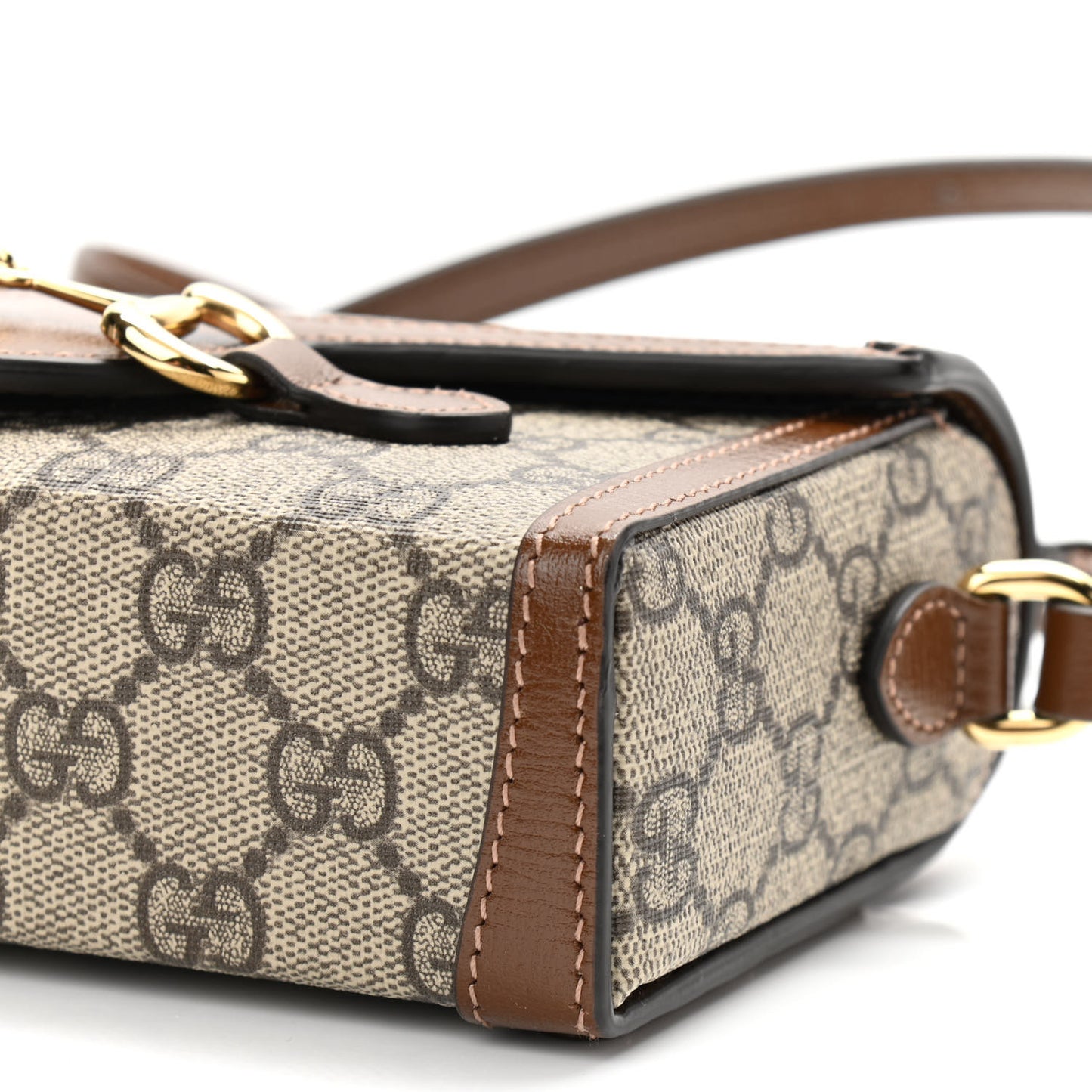 GG Supreme Monogram Mini Horsebit 1955 Shoulder Bag Beige Brown Sugar