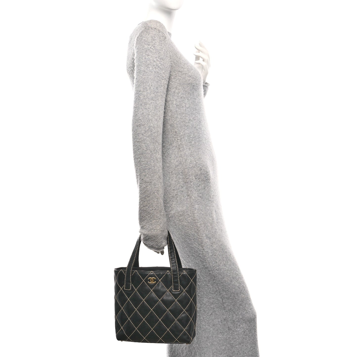 Calfskin Wild Stitch Tote Black