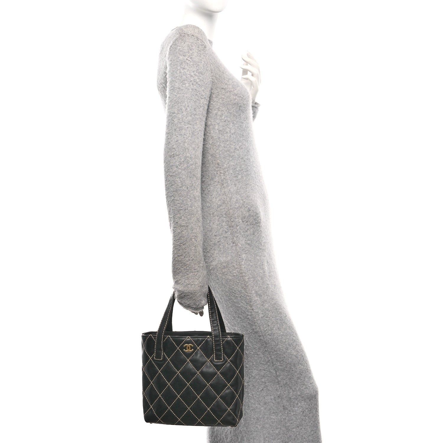 Chanel Calfskin Wild Stitch Tote Black 2 of 9