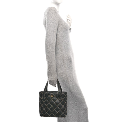 Chanel Calfskin Wild Stitch Tote Black 2 of 9