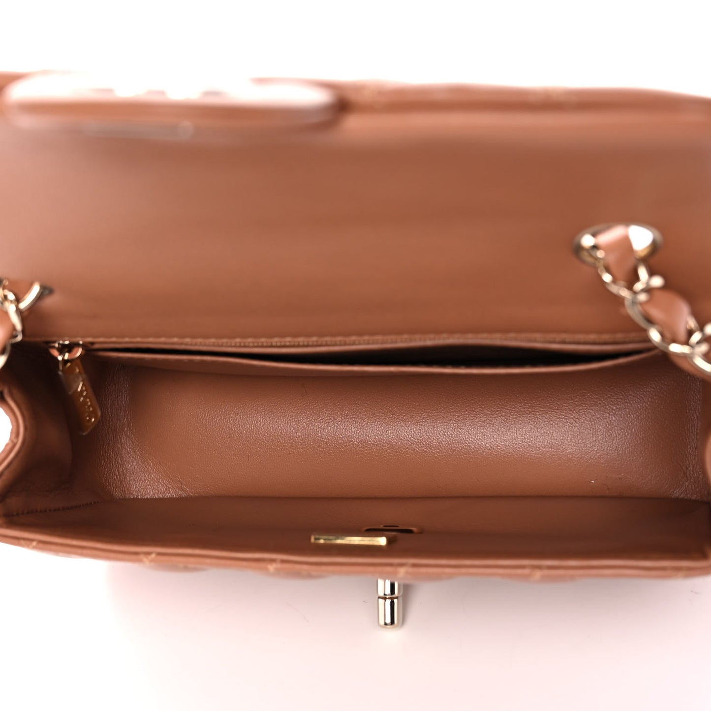 Lambskin Quilted Mini Rectangular Flap Brown
