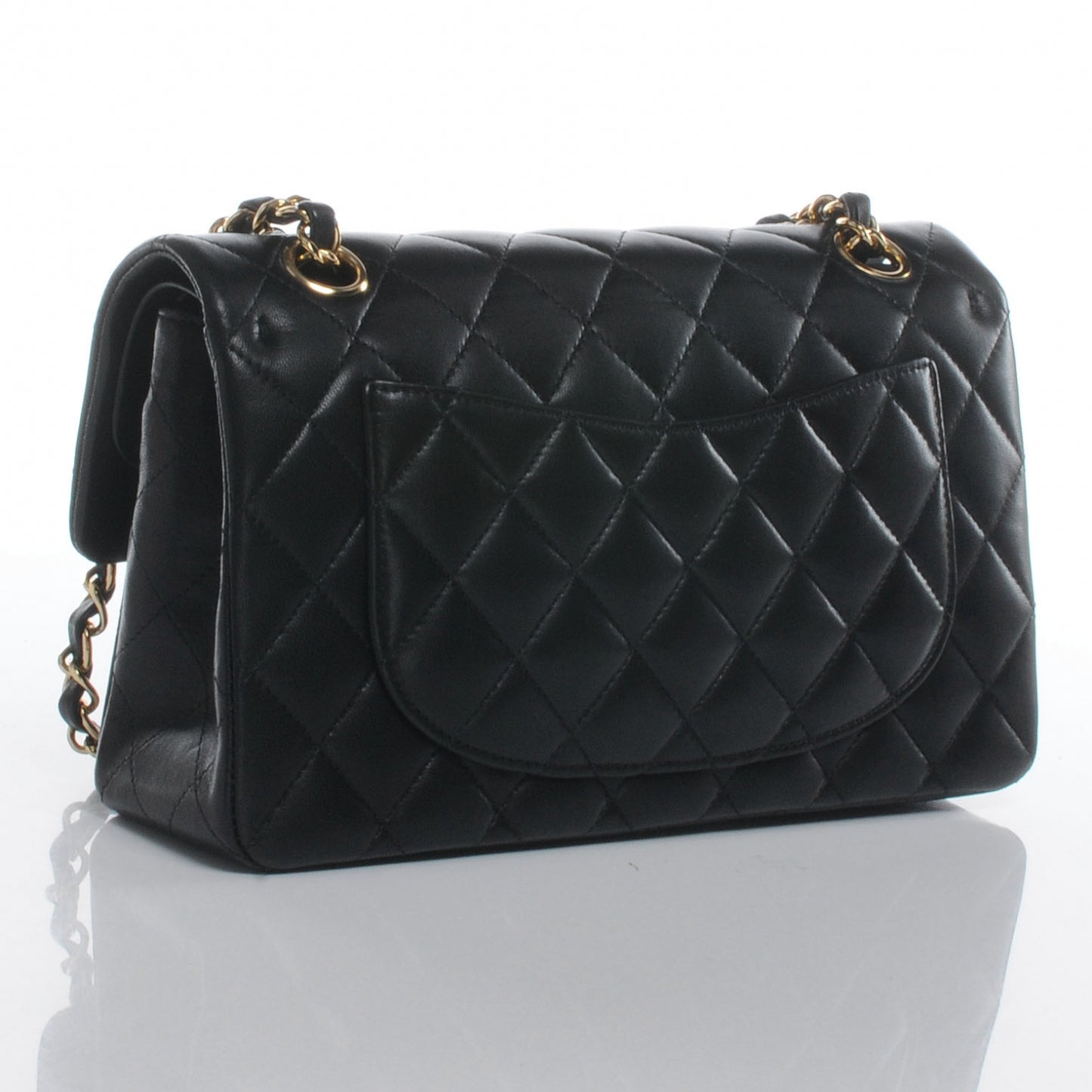 Lambskin Quilted Small Double Flap Black