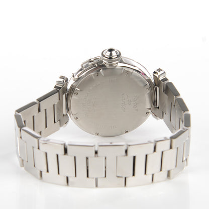 Cartier Stainless Steel Diamond Pave Bezel 35mm Pasha C Big Date Automatic Watch 4 of 8