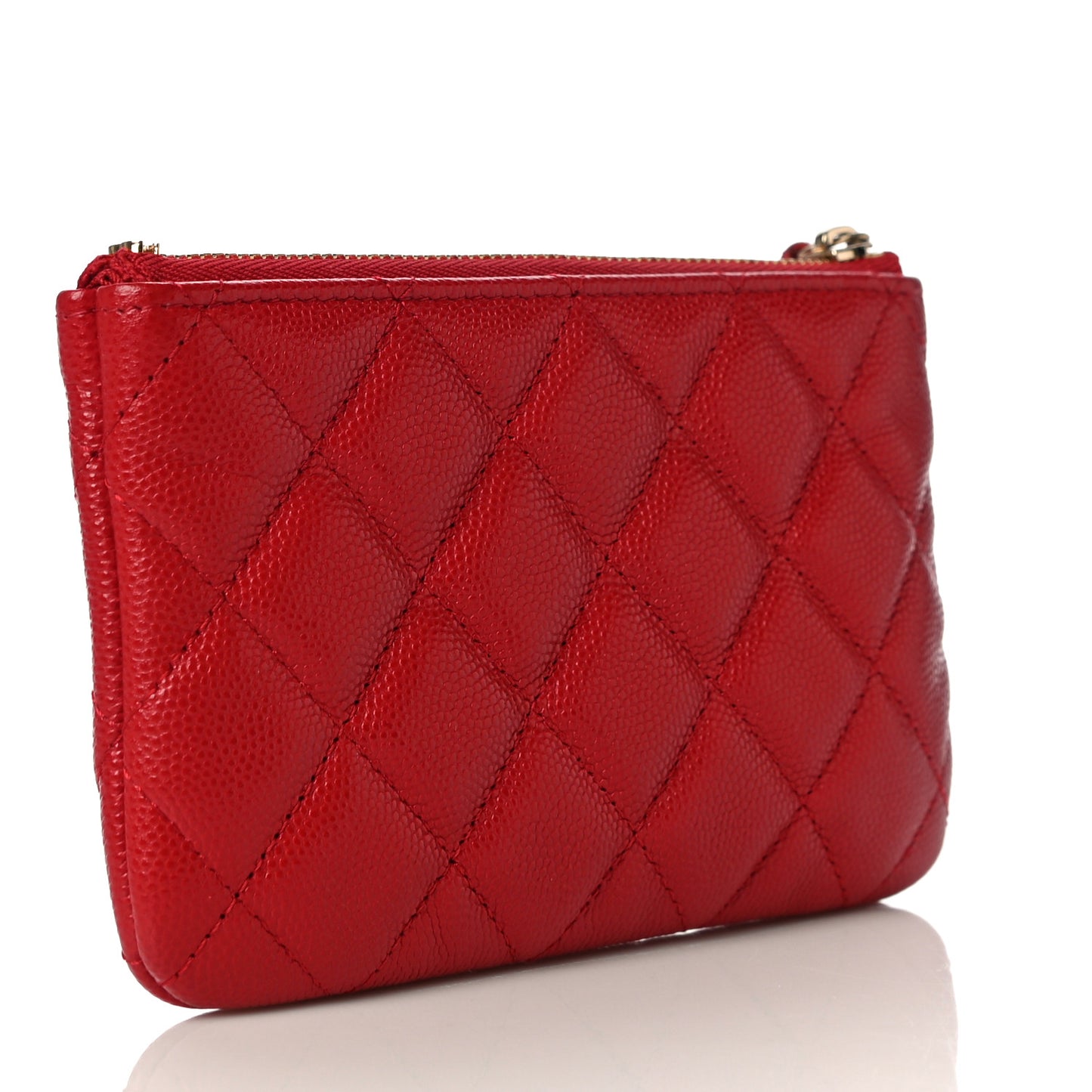 Caviar Quilted Small Cosmetic Case Red