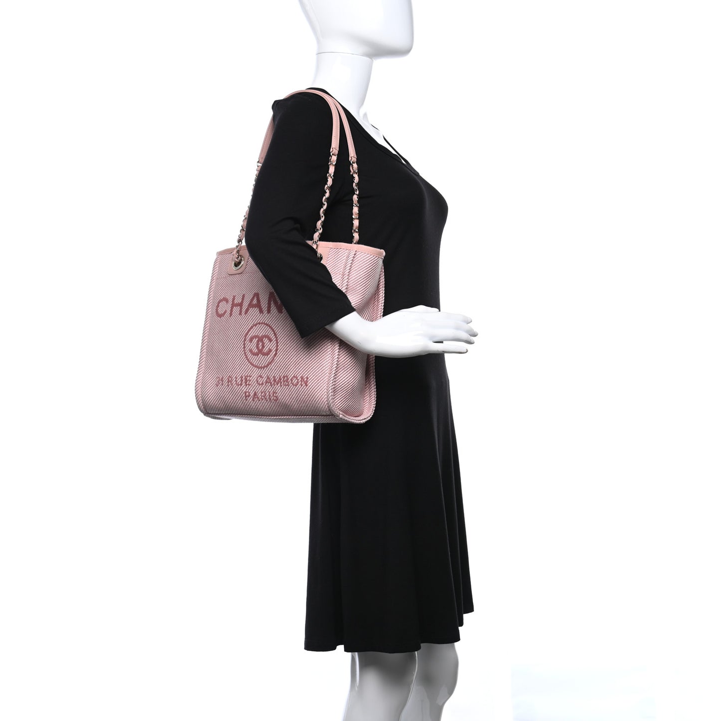 Mixed Fibers Calfskin Mini Deauville Tote Rose Pink