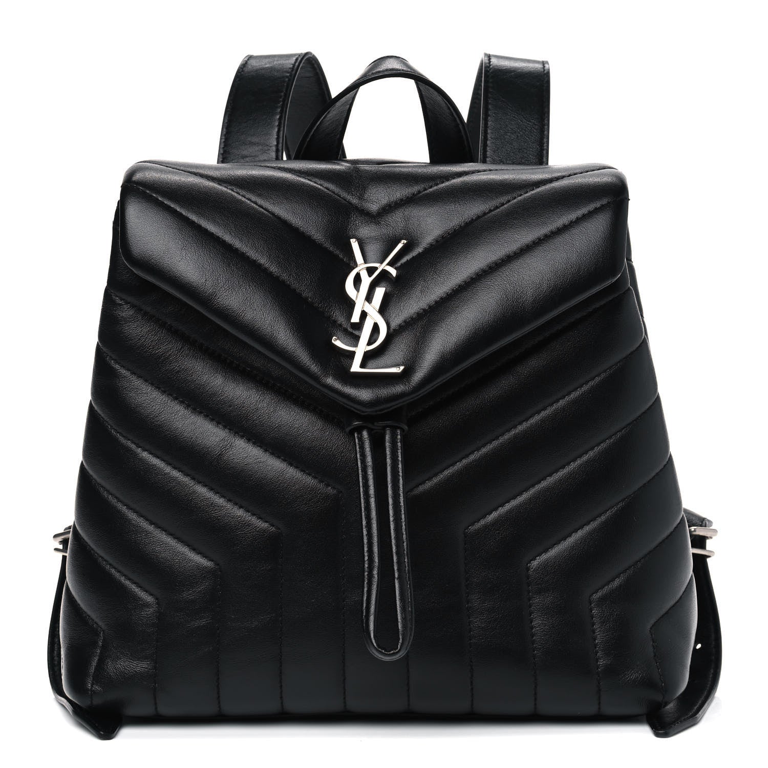 Saint Laurent Calfskin Y Quilted Monogram Small Loulou Backpack Black 1 of 9