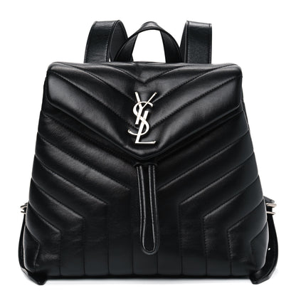 Saint Laurent Calfskin Y Quilted Monogram Small Loulou Backpack Black 1 of 9