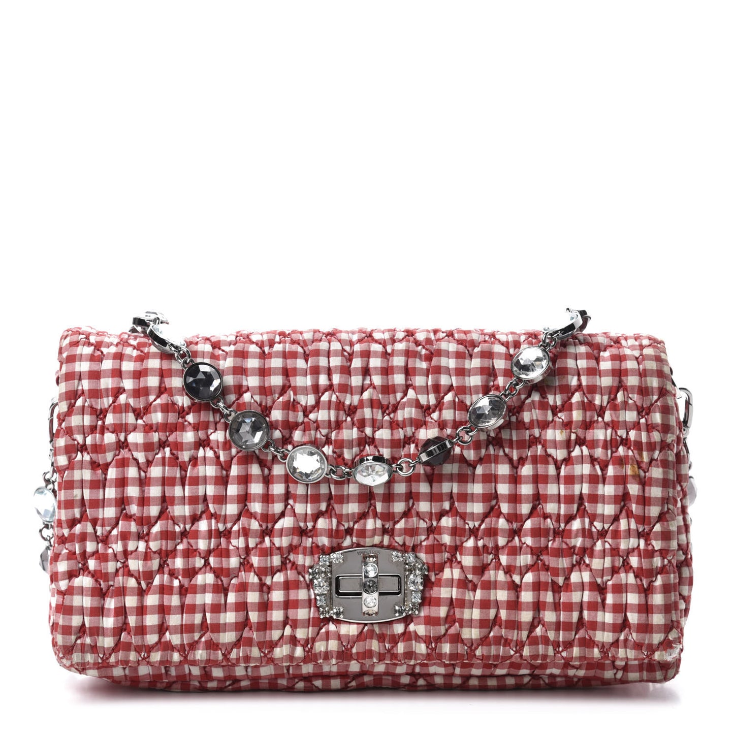 Vichy Crystal Flap Shoulder Bag Rosso