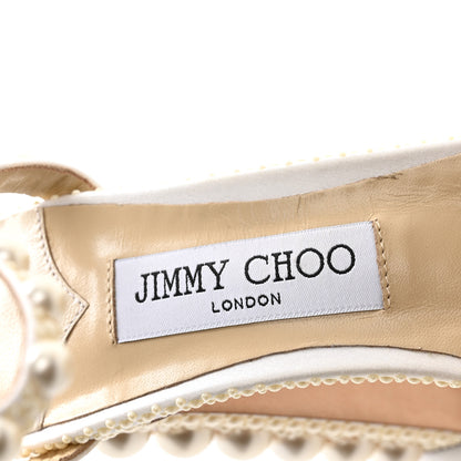 Jimmy Choo Pearl Satin Sacaria 120 Sandals 41 White 6 of 10