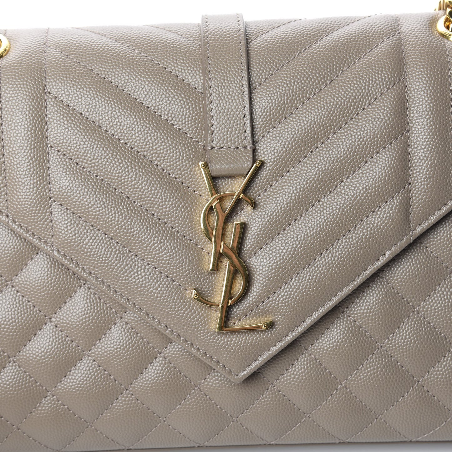 Grain De Poudre Textured Mixed Matelasse Medium Triquilt Monogram Satchel Taupe