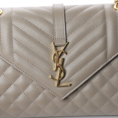 Saint Laurent Grain De Poudre Textured Mixed Matelasse Medium Triquilt Monogram Satchel Taupe 12 of 14
