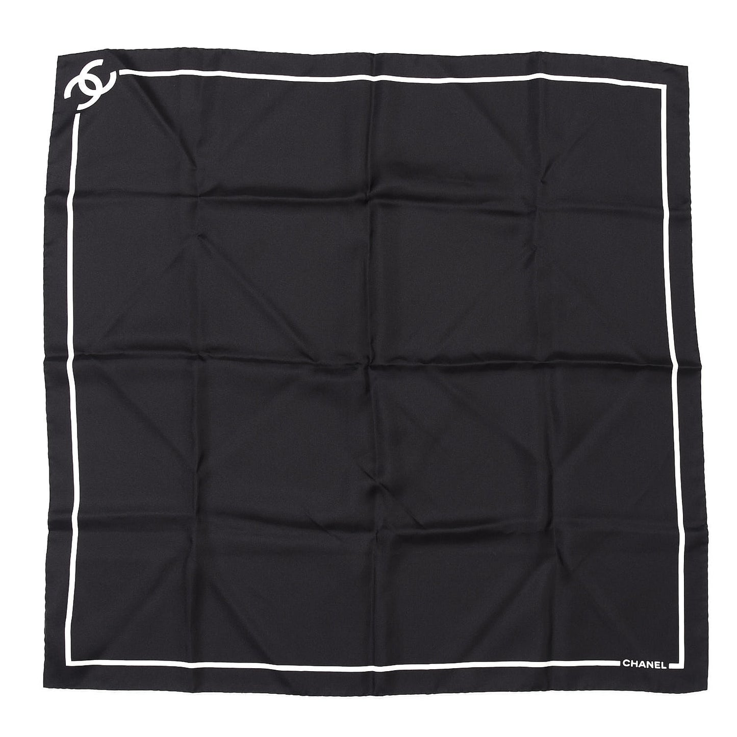 Silk CC Logo Stripe Scarf Black White