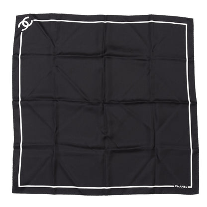 Chanel Silk CC Logo Stripe Scarf Black White 2 of 5