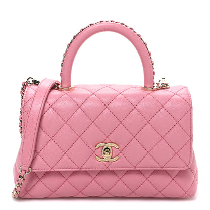 Chanel Caviar Quilted Mini Coco Chain Handle Flap Pink 1 of 11