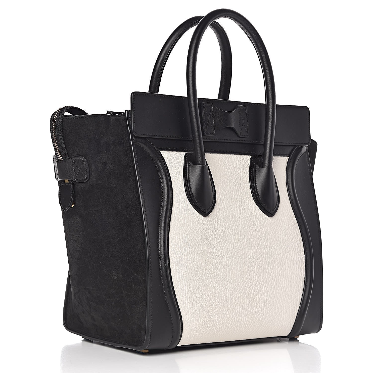Celine Bullhide Calfskin Mini Bi-Color Luggage Black White 3 of 17