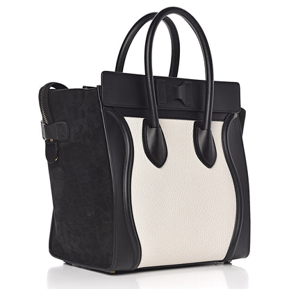 Celine Bullhide Calfskin Mini Bi-Color Luggage Black White 3 of 17
