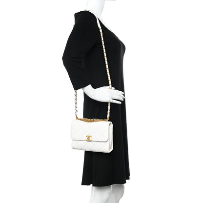 Chanel Lambskin Quilted Small CC Crystal Logo Chain Flap White 2 of 11
