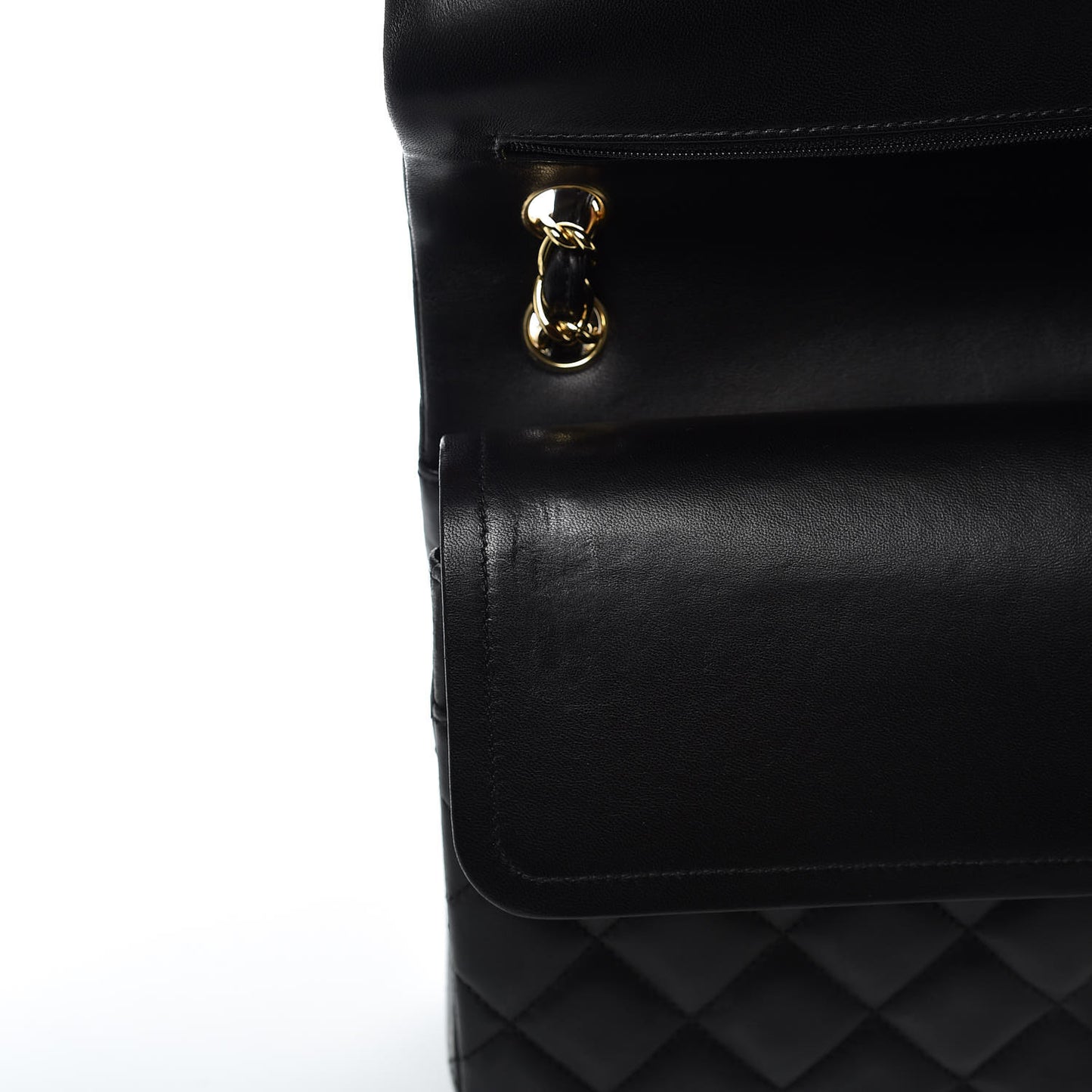 Lambskin Quilted Jumbo Double Flap Black
