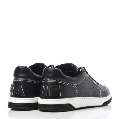 Chanel Calfskin Womens Logo Sneakers 37.5 Black White 4 of 9