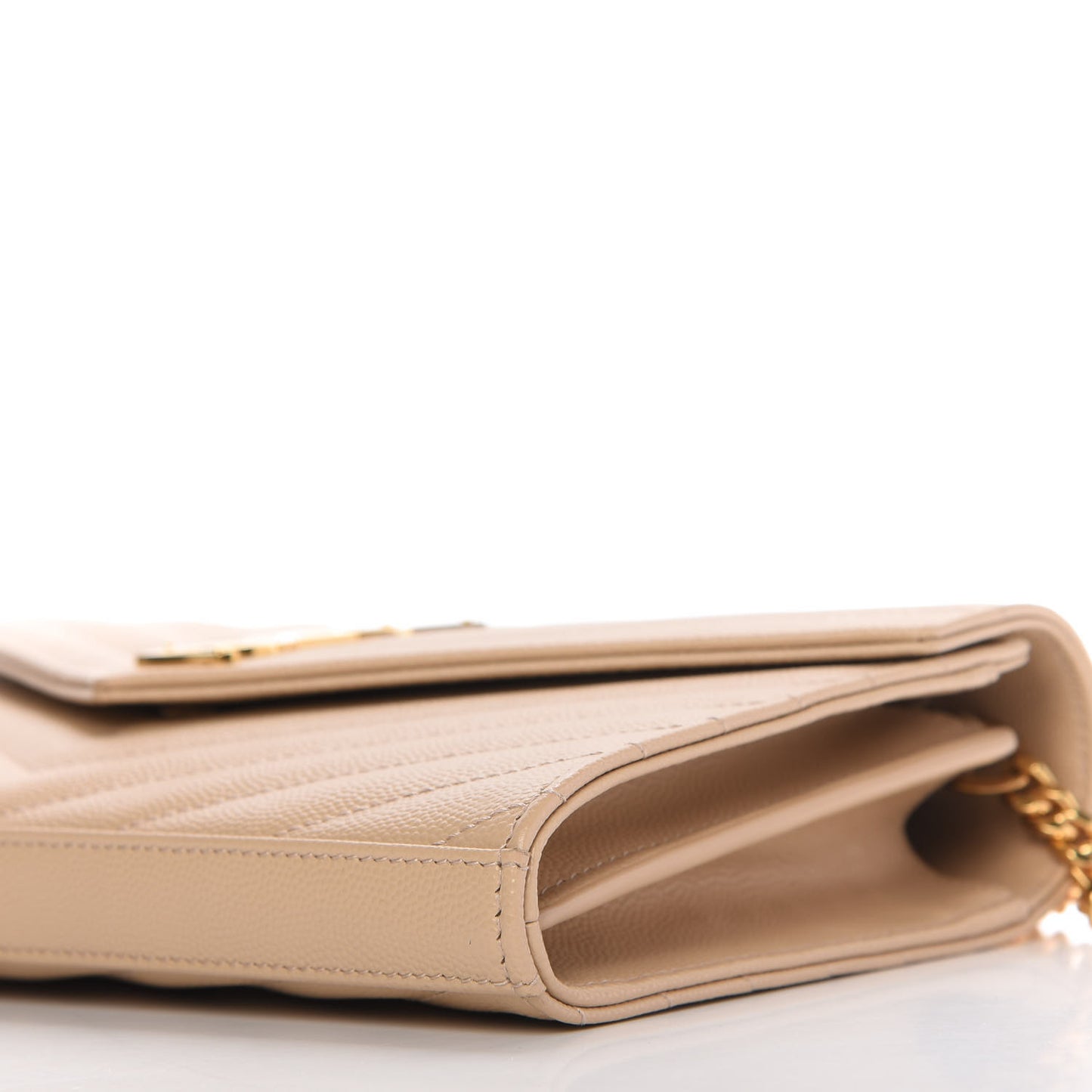 Grain De Poudre Matelasse Chevron Monogram Chain Wallet Nude Powder