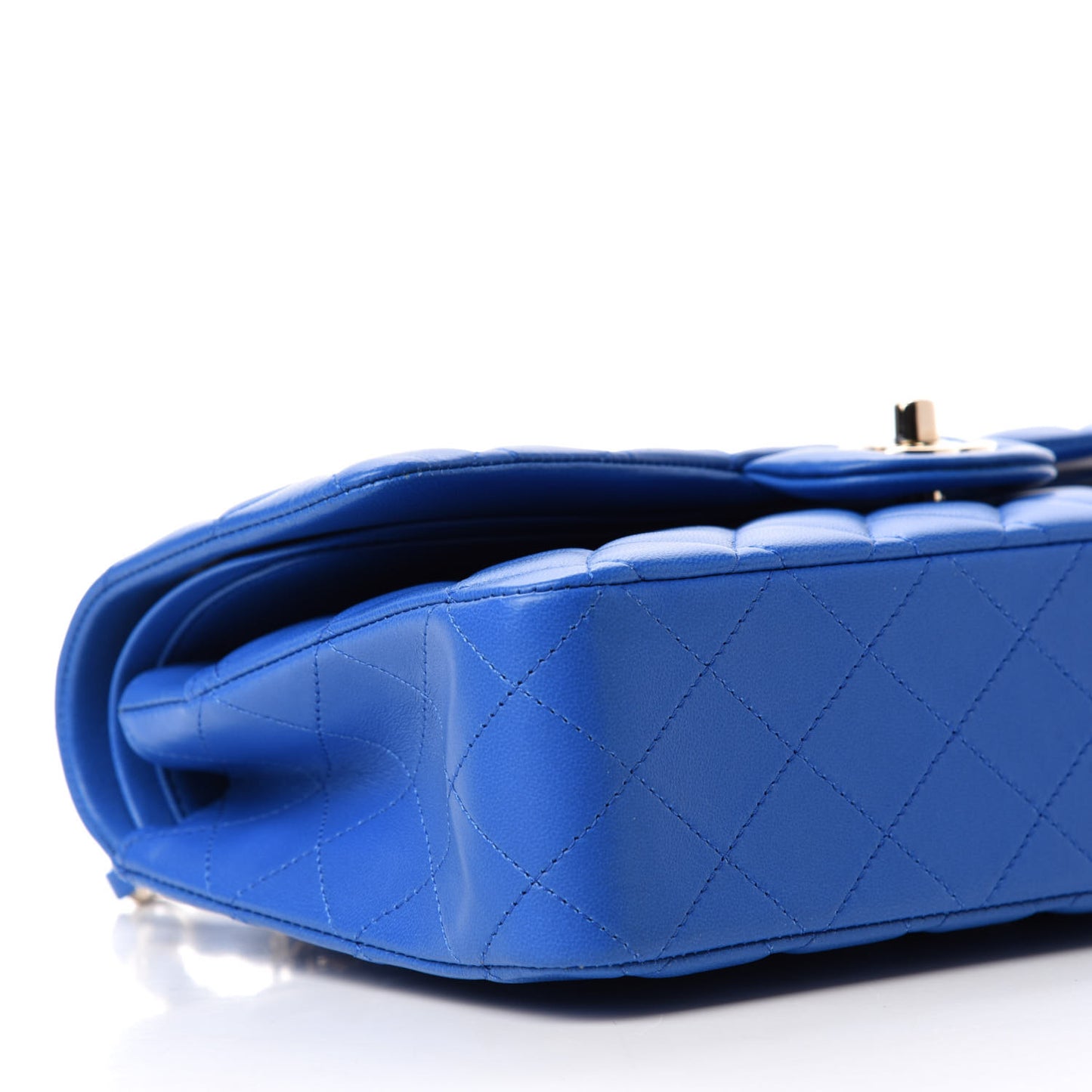 Lambskin Quilted Medium Double Flap Blue