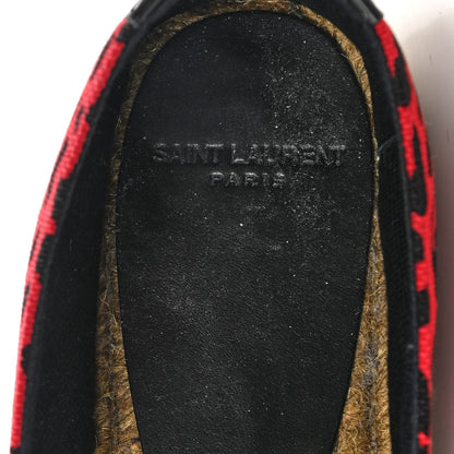Saint Laurent Canvas Leopard Print Espadrilles 38 Red Black 7 of 10
