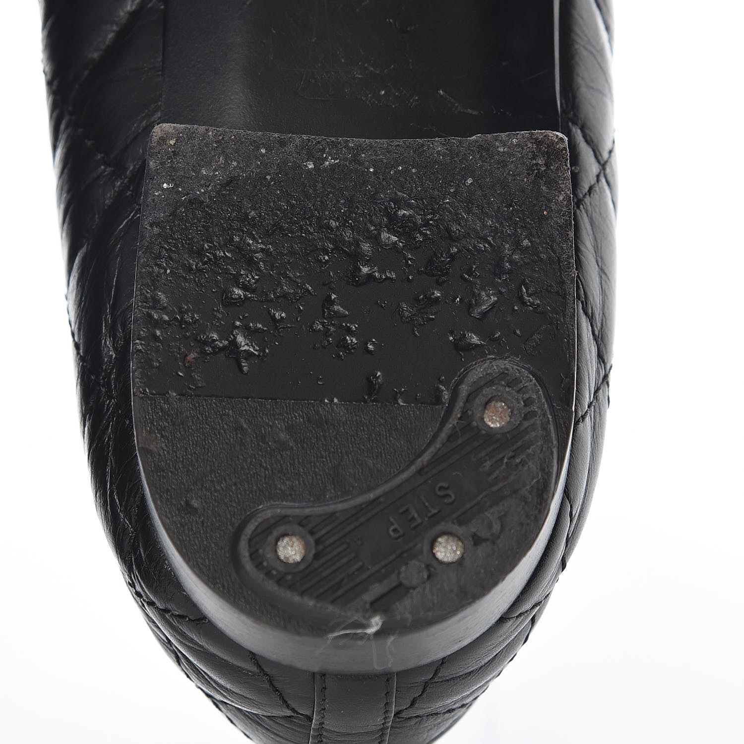 Chanel Aged Calfskin Quilted CC Cap Toe Ballerina Flats 39.5 Black 13 of 14