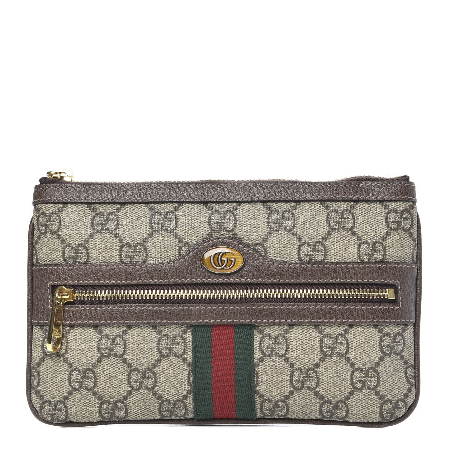 GG Supreme Monogram Web Small Ophidia Pouch Clutch Beige New Acero