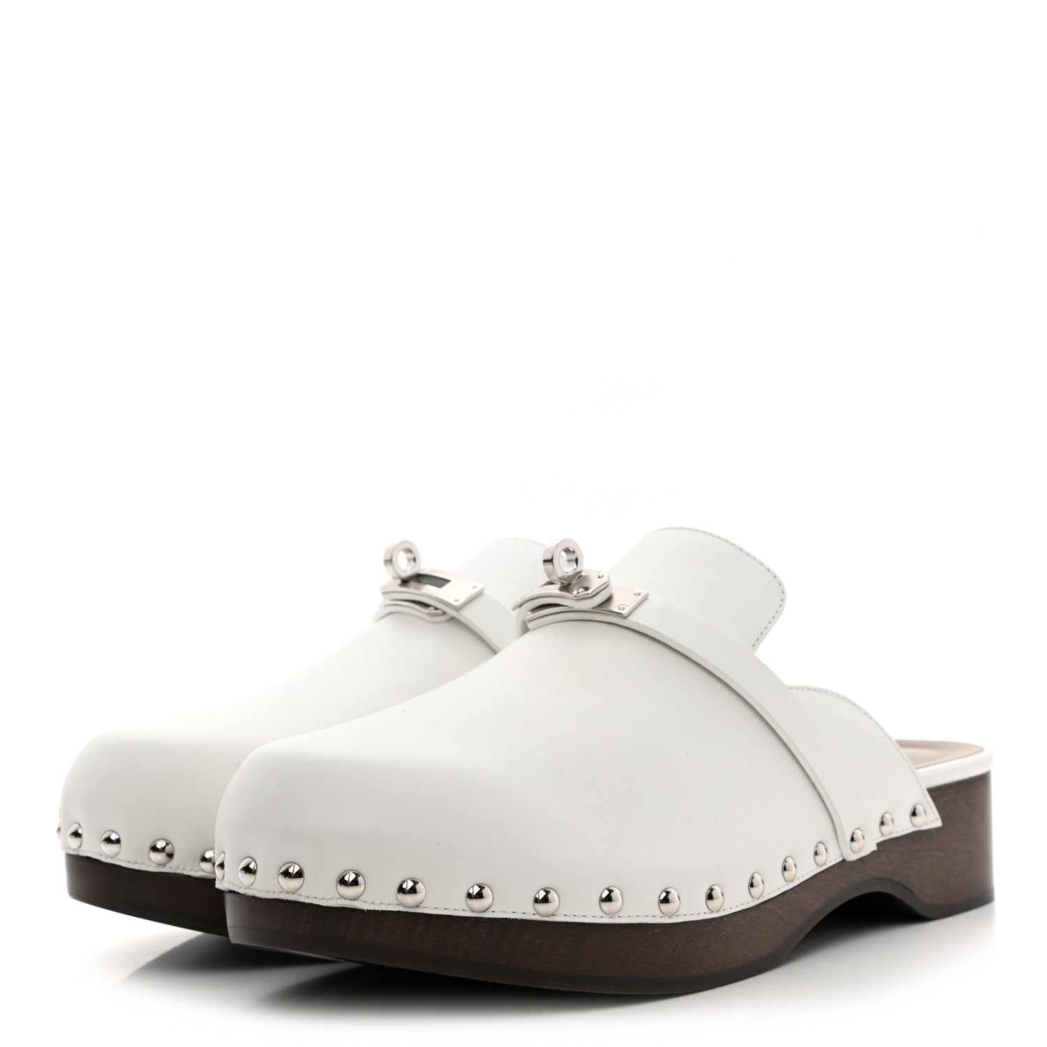 Hermes Calfskin Carlotta Mules 39 White 3 of 9